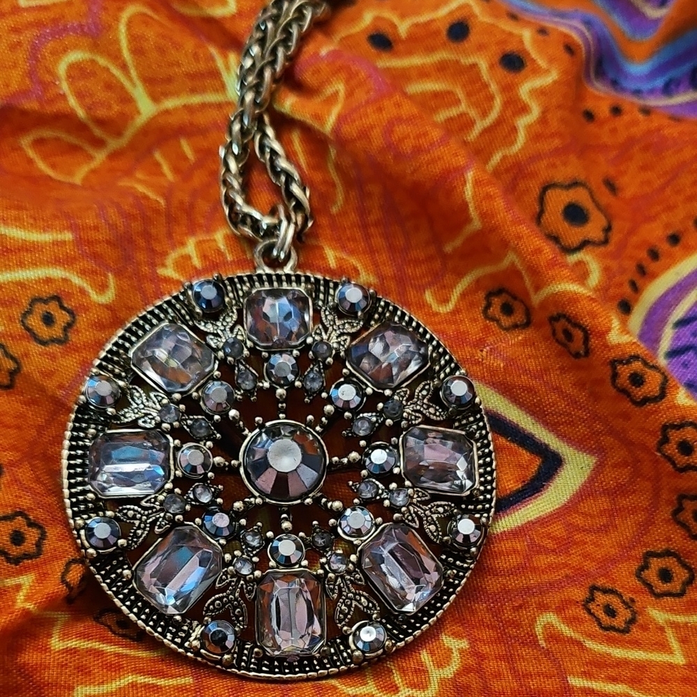 Avon Gold and Silver Statement Necklace with Intricate Metalwork